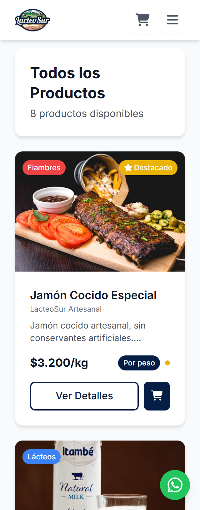 Lacteosur - E-commerce de productos lácteos