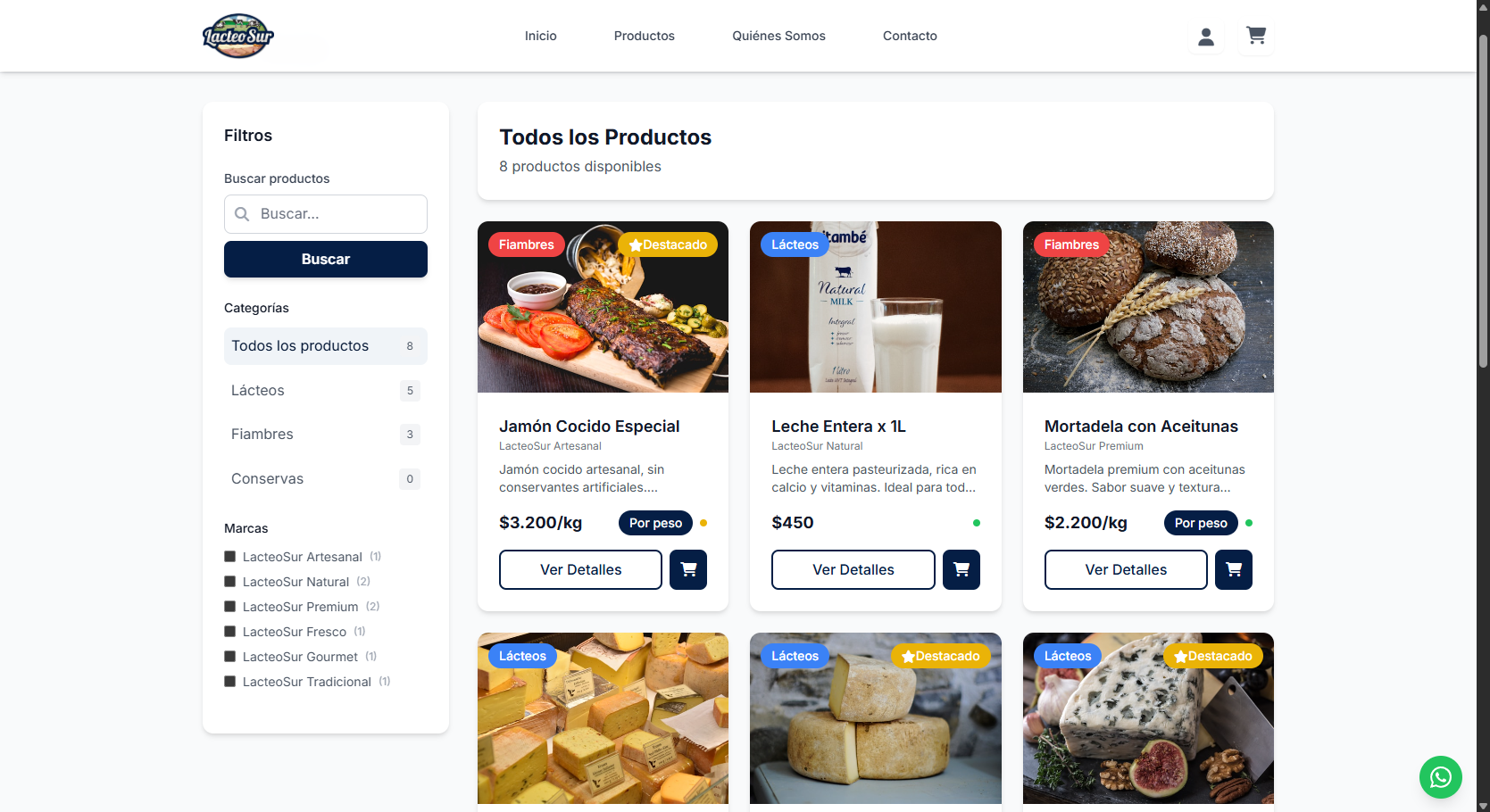 Lacteosur - E-commerce de productos lácteos